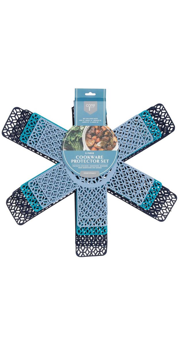 5 Pc Cookware Protector Set Blue Multi Burkes Outlet