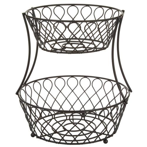 2 Tier Decorative Wire Basket Black Burkes Outlet