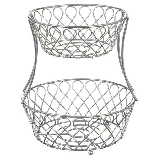 2 Tier Decorative Wire Basket Chrome Burkes Outlet