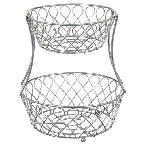 2 Tier Decorative Wire Basket Chrome Burkes Outlet