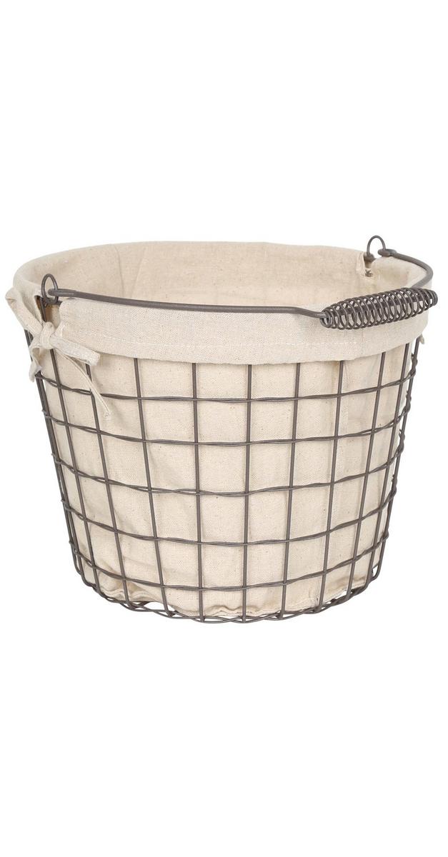 Medium Round Wire Basket w/ Fabric Liner Burkes Outlet
