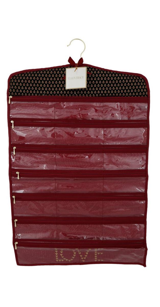 Zippered Hanging Jewelry Organizer - Red | Burkes Outlet