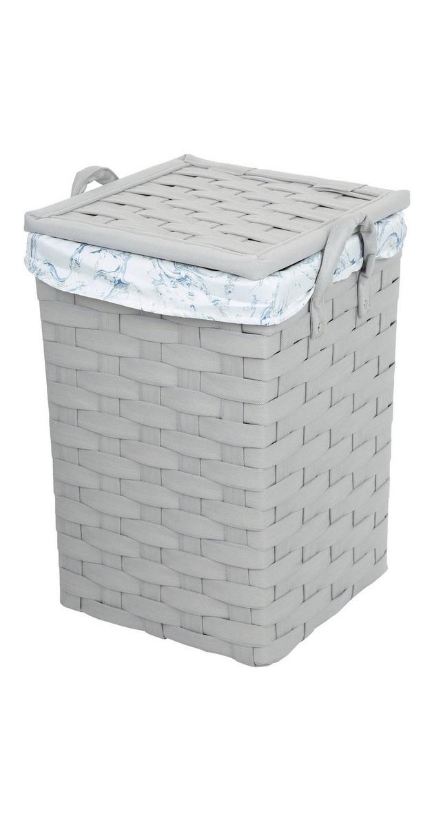 Marble 20" Laundry Hamper w/ Lid Grey Burkes Outlet