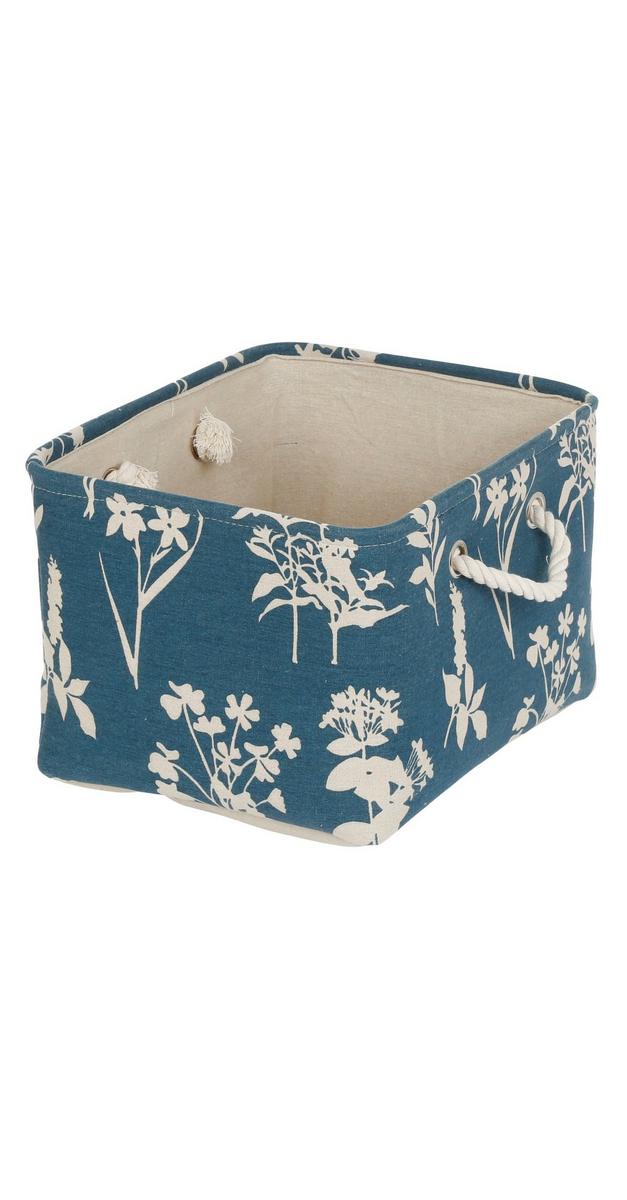 Floral Canvas 14" Storage Bin Navy Burkes Outlet
