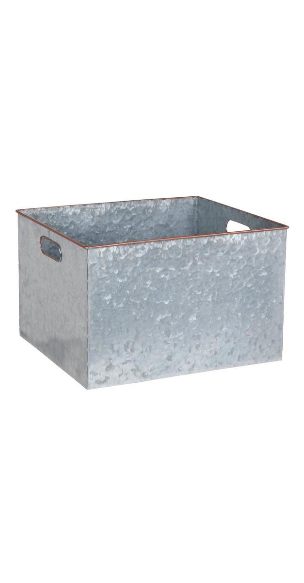 16" Metal Galvanized Storage Bin Grey Burkes Outlet