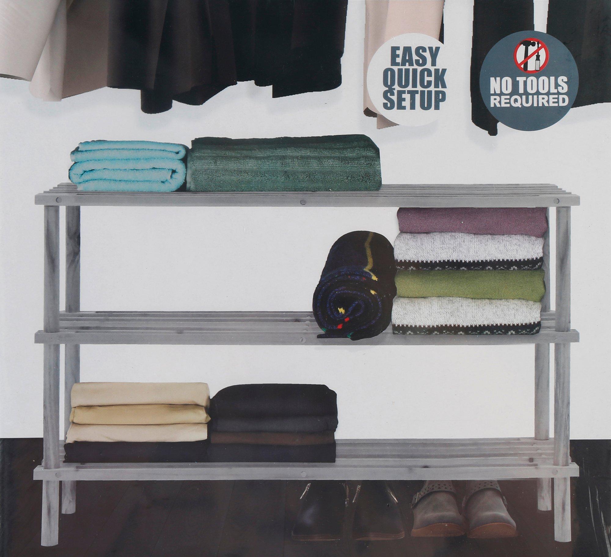 grey wooden shoe rack