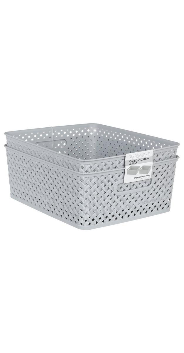 2 Pk Woven Storage Bins Light Grey Burkes Outlet