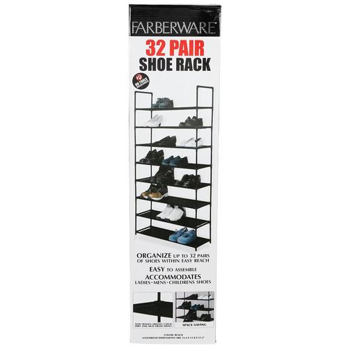 32 Pair Shoe Rack Black Burkes Outlet