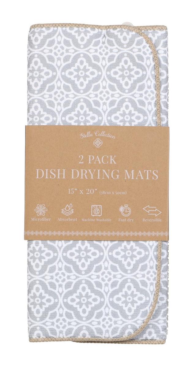 2 Pk Kitchen Dish Drying Mats Multi Burkes Outlet