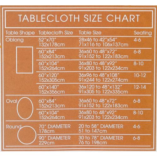 oval tablecloth sizes