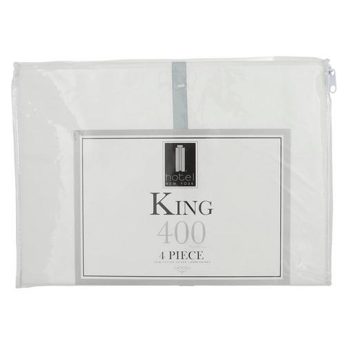 King 400 Tc 4 Pc Sheet Set White Burkes Outlet