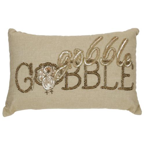Gobble Gobble Beaded Accent Pillow Gold Burkes Outlet