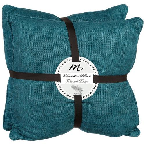 Feather Filled 2 Pk Decorative Pillows Turquoise Burkes Outlet