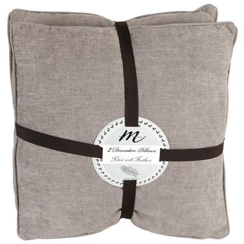 20 Feather Filled Throw Pillow 2 Pk Taupe Burkes Outlet
