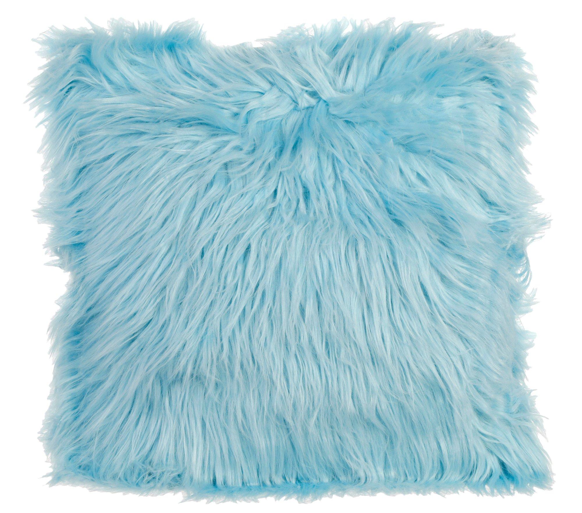 aqua fur pillow