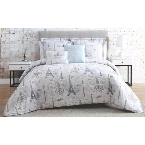 Twin Xl Eiffel Tower Print 4 Pc Comforter Set Blue Burkes Outlet