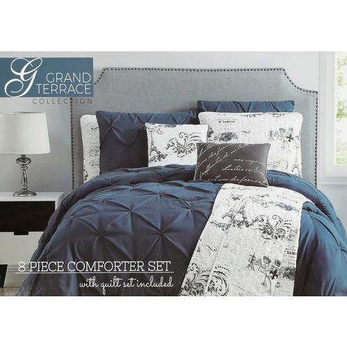 Ohala 8 Pc Cal King Size Comforter Set Teal Burkes Outlet