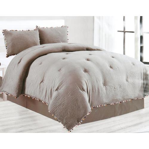 Queen Size Kylie 3 Pc Comforter Set Grey Burkes Outlet