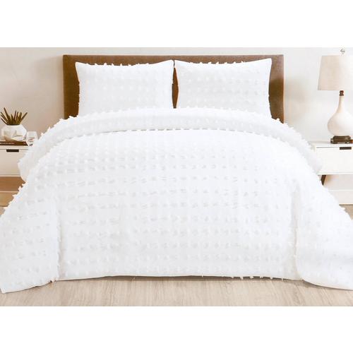 Queen Size 3 Pc Pompom Comforter Set White Burkes Outlet