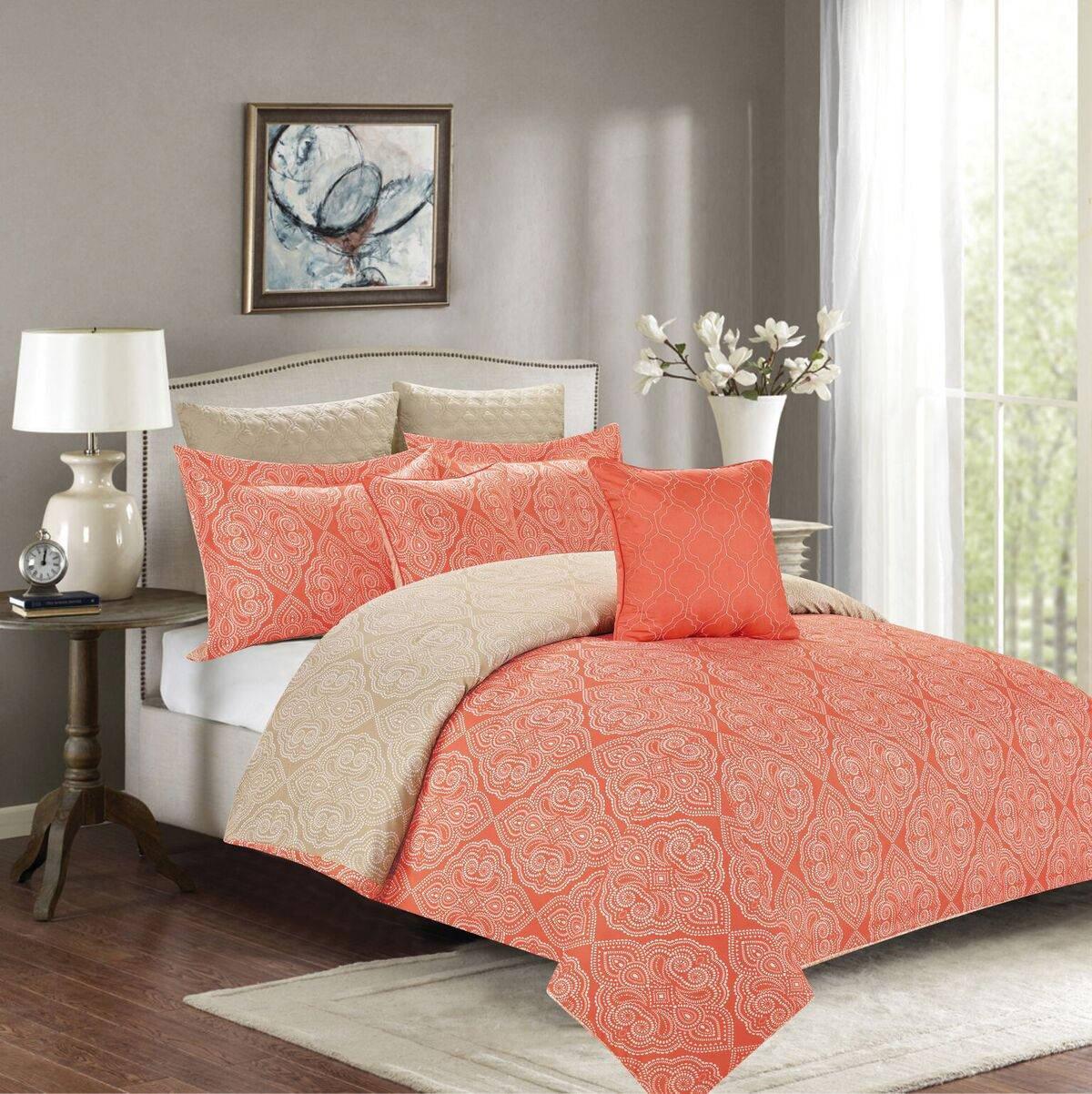 Coral Color Comforter Set   418 1713 1294 85 Yyy