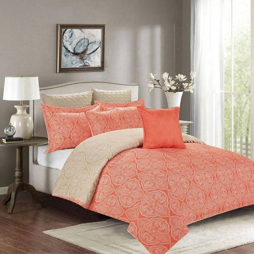 coral color king comforter