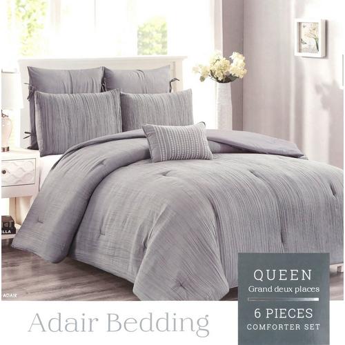 Queen Size 6 Pc Comforter Set Grey Burkes Outlet