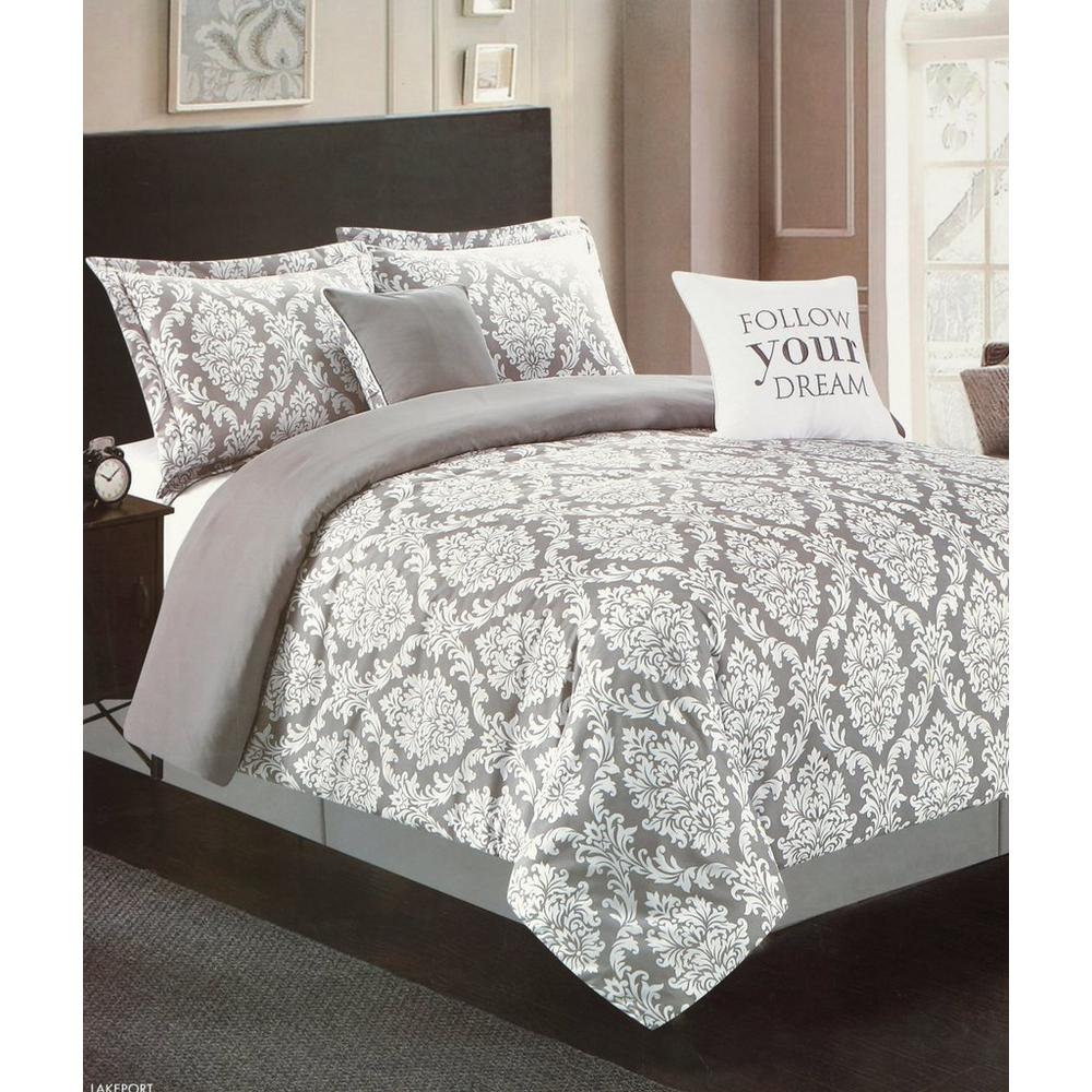 Queen 5 Pc Reversible Comforter Set Grey Burkes Outlet