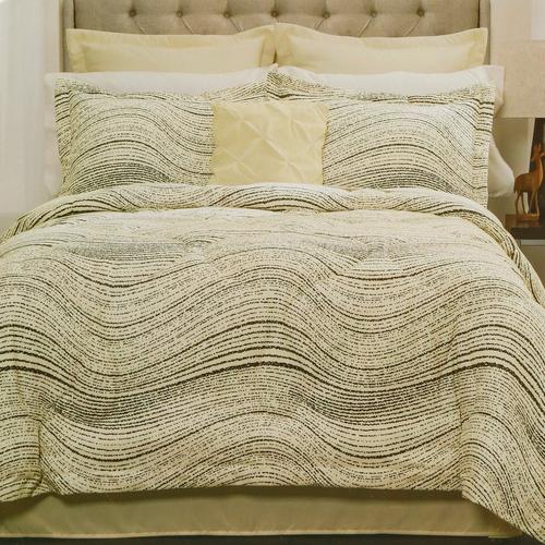 King Size Pixel Wave 6 Pc Comforter Set Cream Burkes Outlet