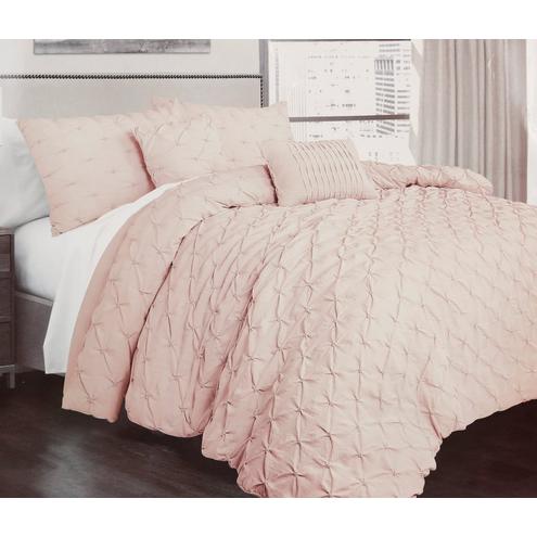 Pc Ravello Pintuck Comforter Set, Light Pink King Size Bedding