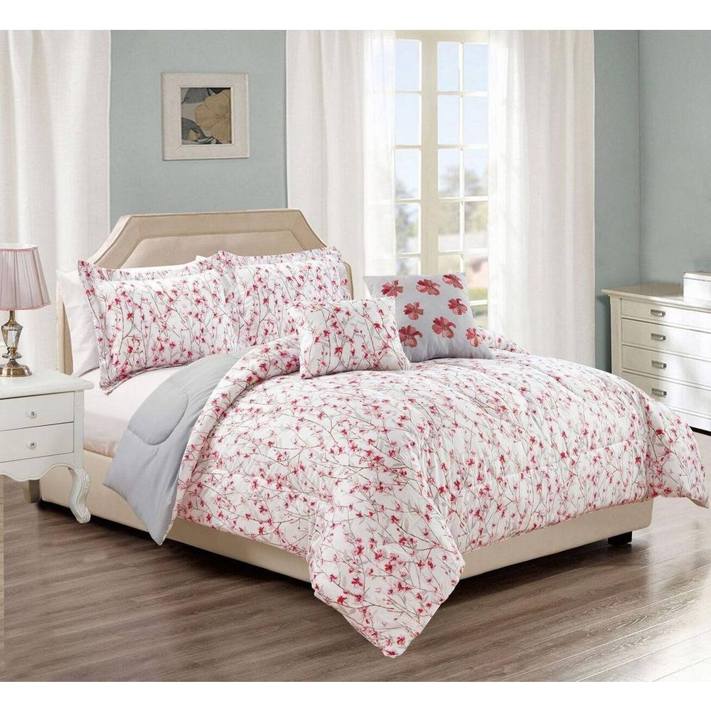 King Cherry Blossom 5 Pc Comforter Set Multi Burkes Outlet