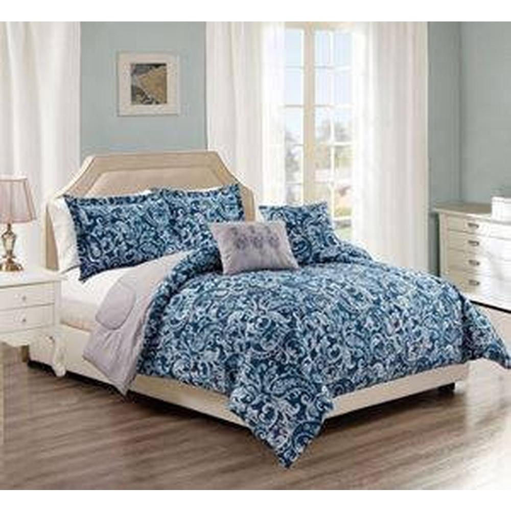 Queen 5 Pc The Loft Comforter Set Blue Multi Burkes Outlet