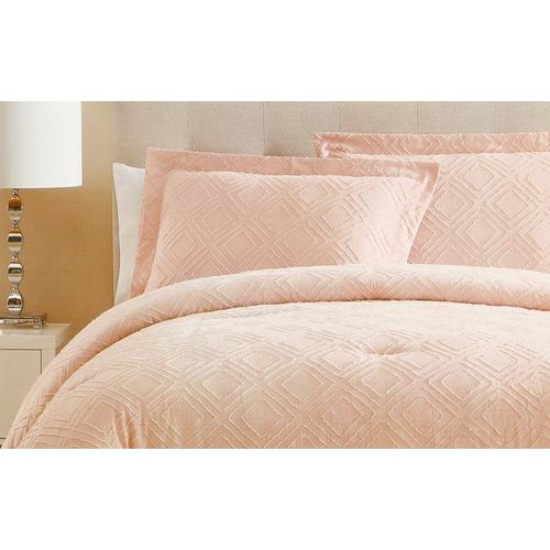 Queen Size Clipped Jacquard Comforter Set Rose Mauve Burkes Outlet