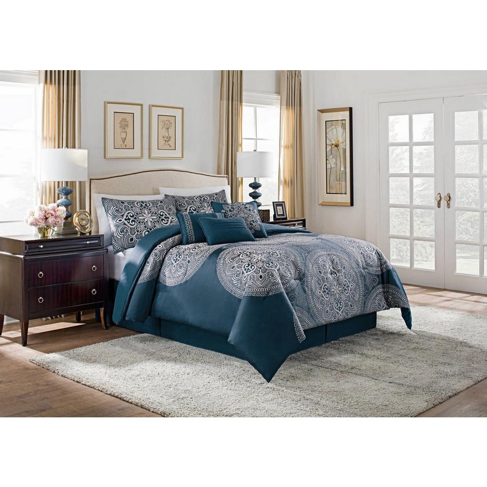 Queen Imperial 7 Pc Comforter Set Navy Burkes Outlet