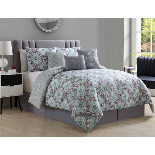 Queen Breston 7 Pc Comforter Set Multi Burkes Outlet