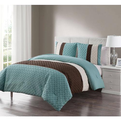 King 3 Pc Edgemont Comforter Set Aqua Brown Burkes Outlet