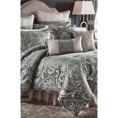 Queen Vincent Collection 4 Pc Comforter Set Slate Blue Burkes