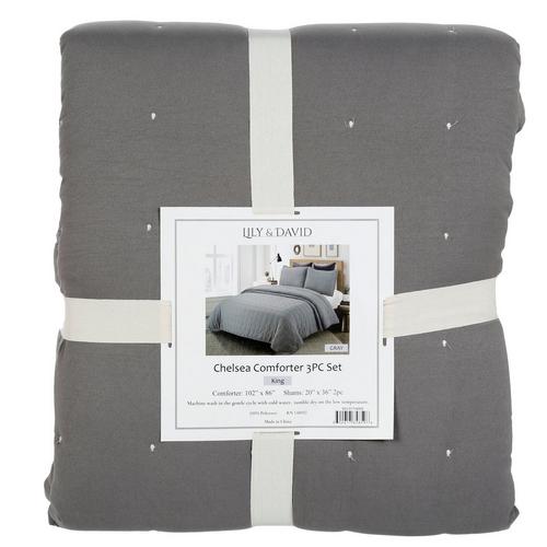 King Size 3 Pc Chelsea Comforter Set Grey Burkes Outlet