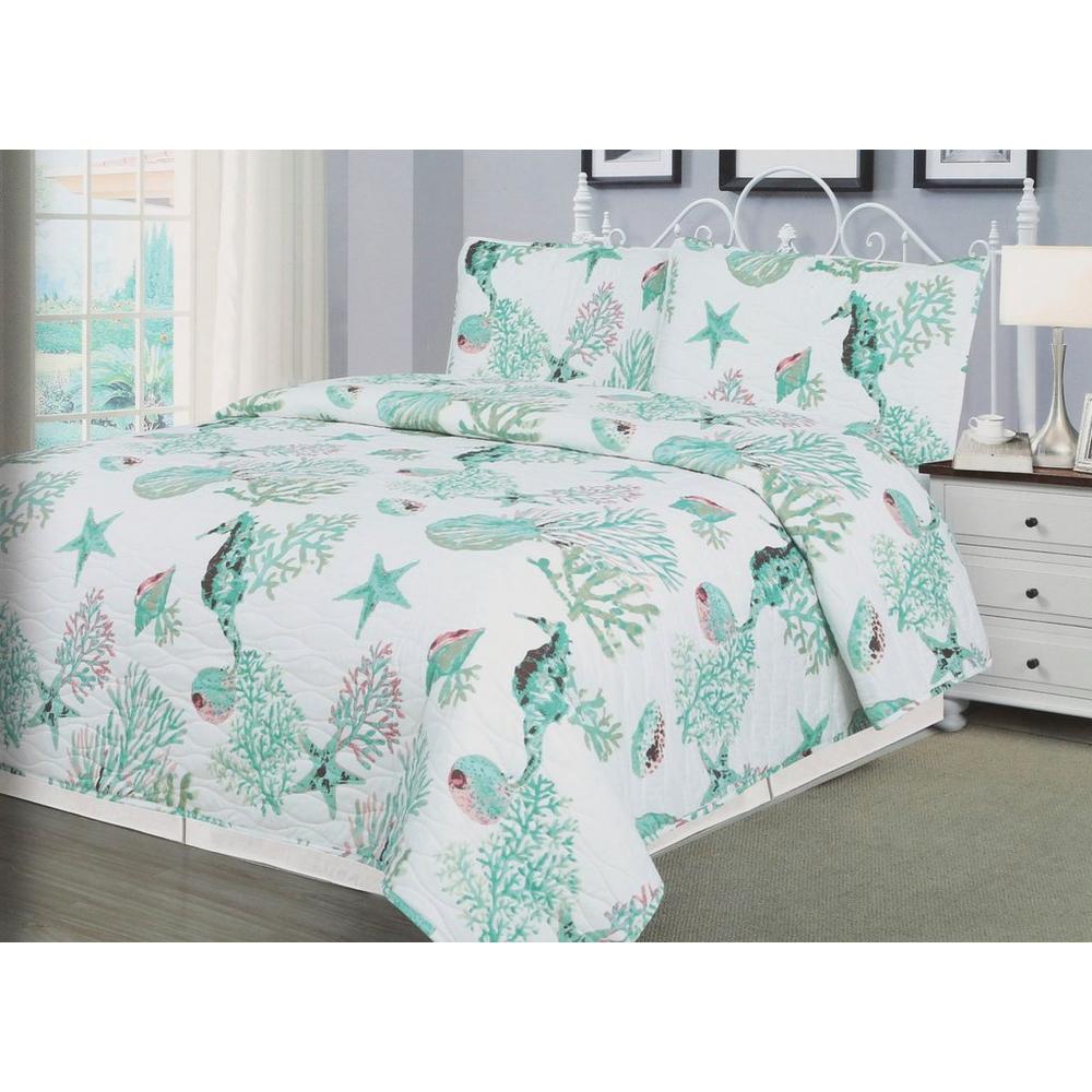 Full Queen Shell World 86x86 Quilt Multi Burkes Outlet