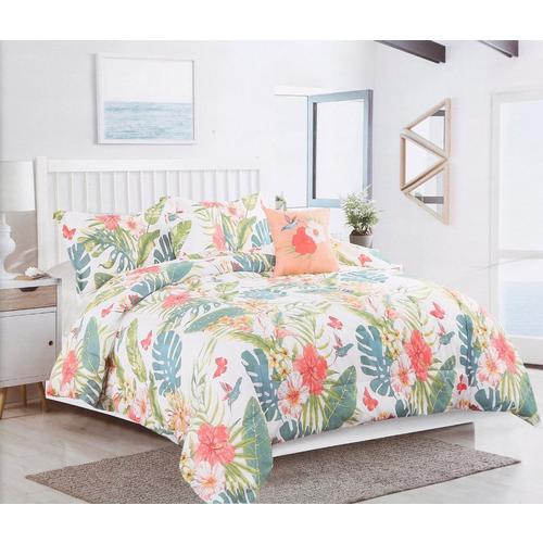 King Size 5 Pc Taylor Hibiscus Comforter Set Multi Burkes Outlet