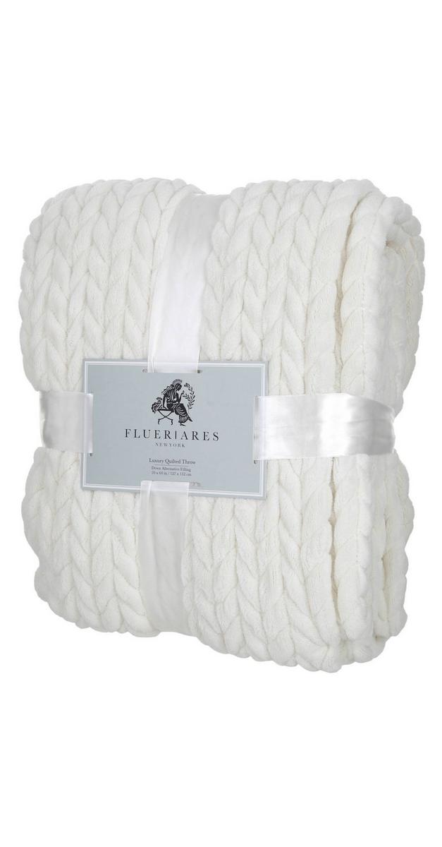 Luxury Quilted Throw Blanket White Burkes Outlet