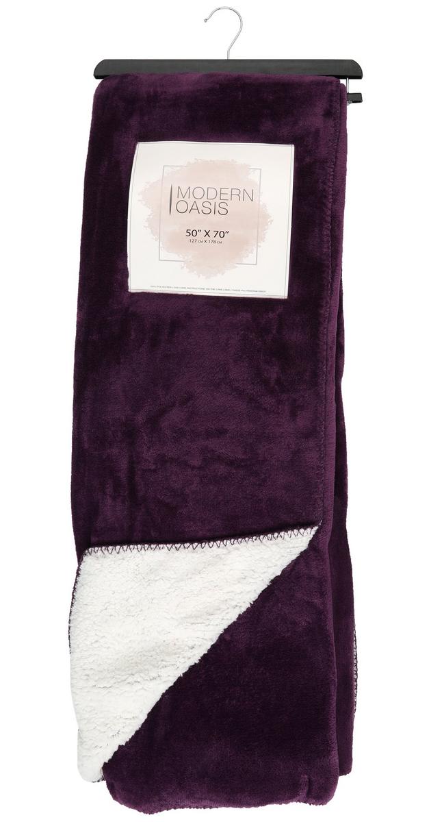50x70 Bright Plush Throw Blanket Purple Burkes Outlet