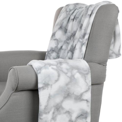 50x70 Marble Plush Throw Blanket Grey Burkes Outlet