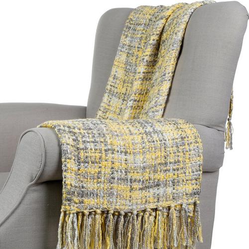 Woven Tassel Throw Blanket Yellow Grey Burkes Outlet