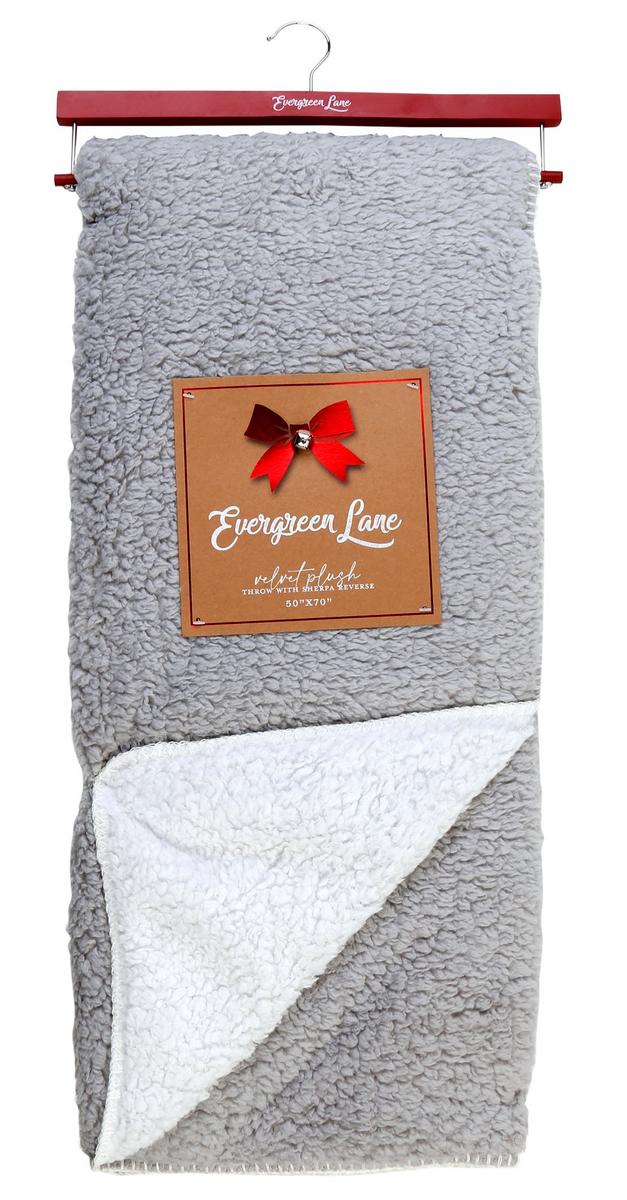 50x60 Solid Sherpa Throw Blanket Grey Burkes Outlet
