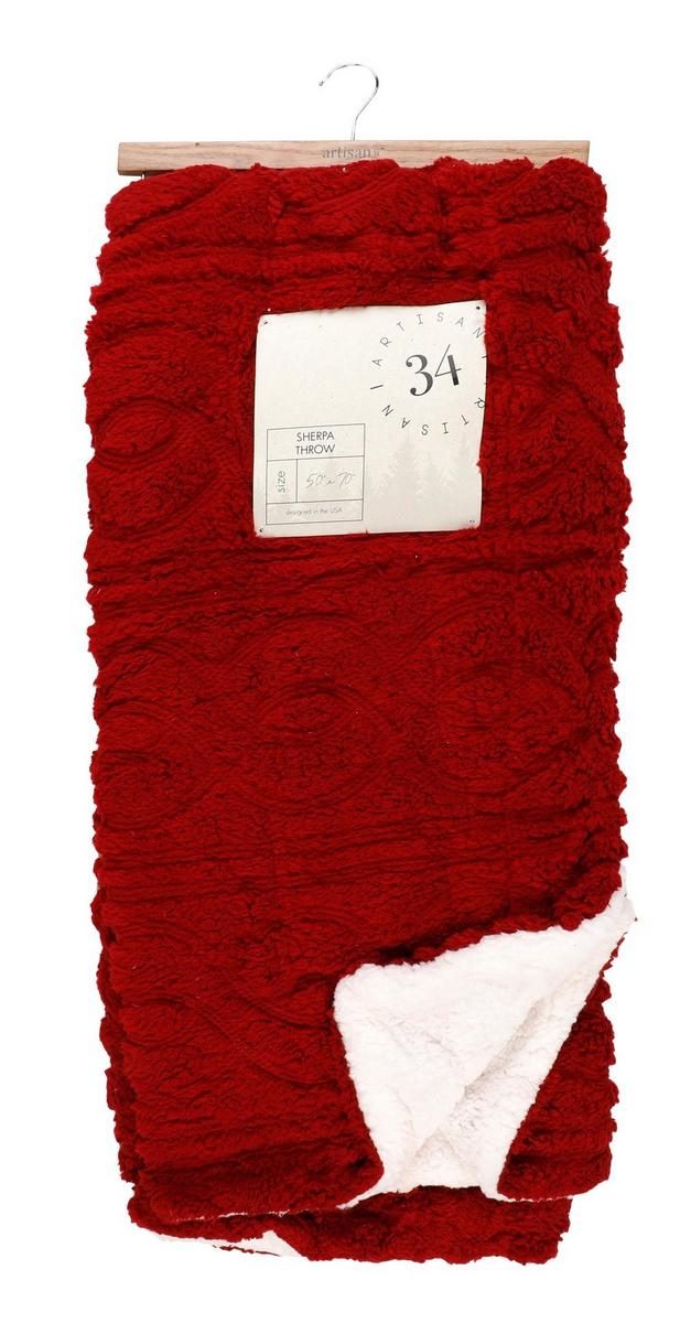 50x70 Decorative Sherpa Throw Blanket Red Burkes Outlet