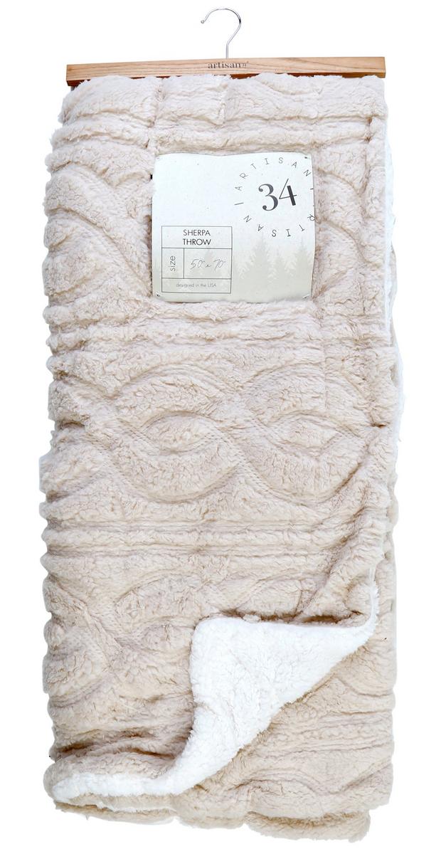 50x70 Decorative Sherpa Throw Blanket - Taupe | Burkes Outlet