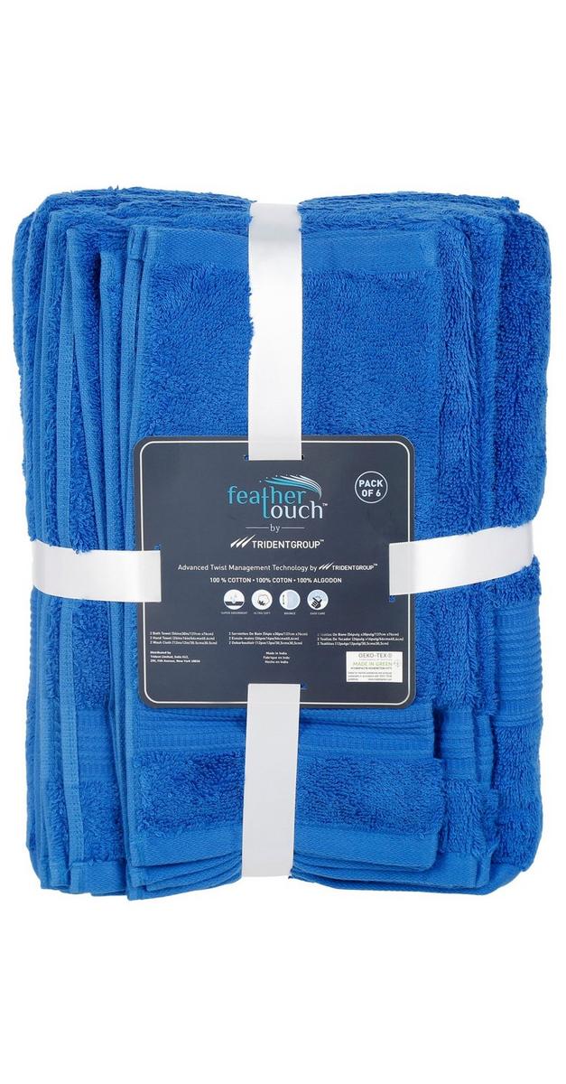 6 Pc Feather Touch Cotton Towels - Blue | Burkes Outlet