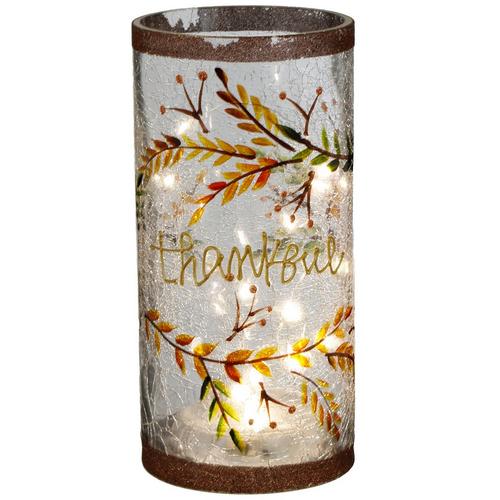 10 Thankful Fall Leaves Crackle Glass Led Vase Burkes Outlet