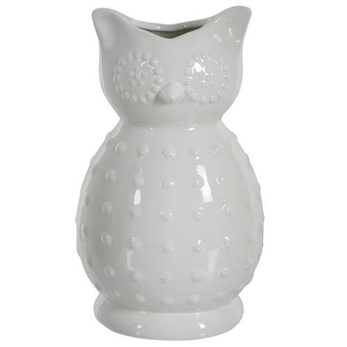 13 Textured Owl Vase White Burkes Outlet