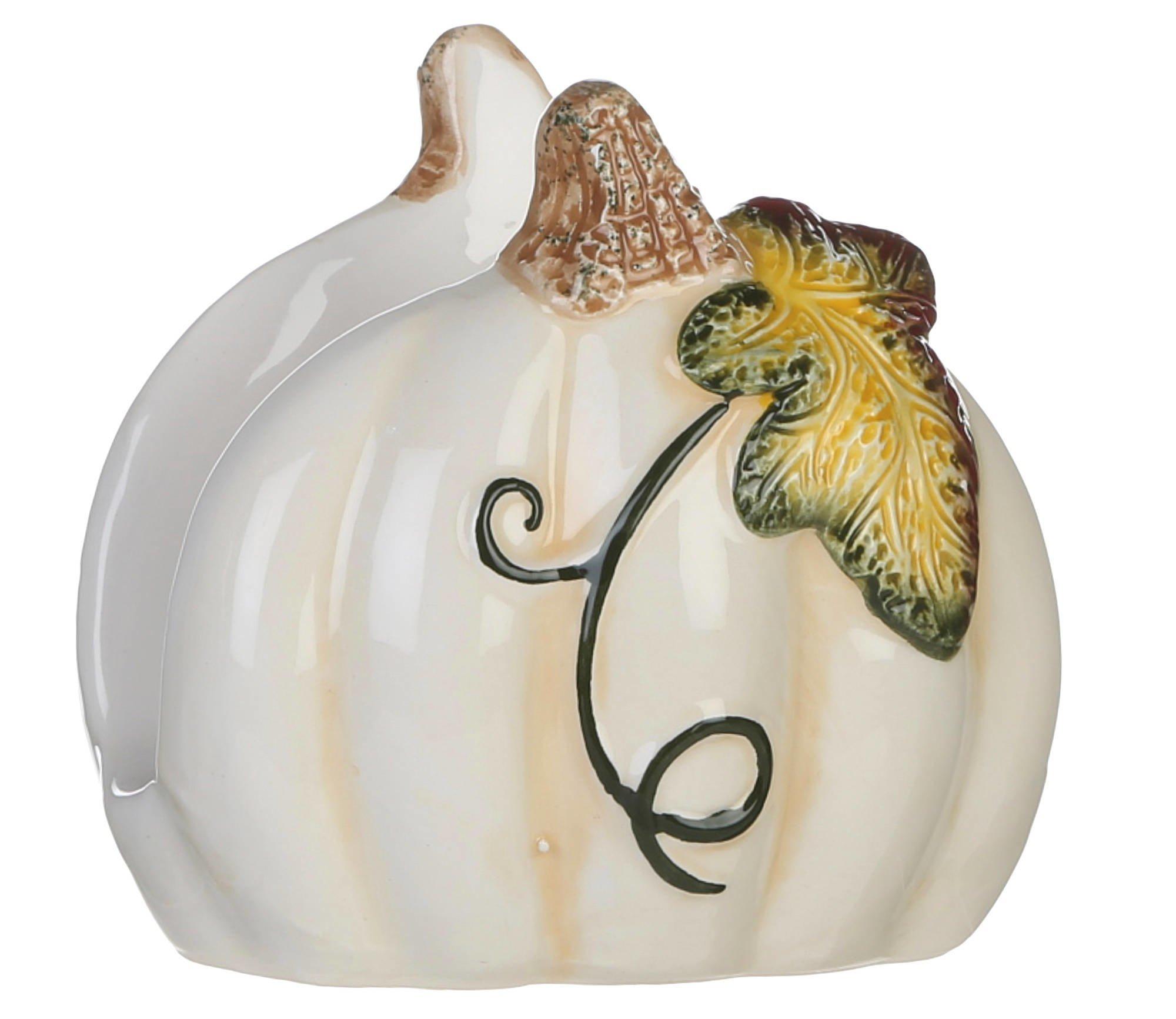 Ceramic Pumpkin Napkin Holder White Burkes Outlet